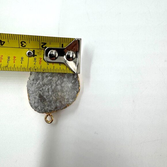 Smoke White Druzy Agate Geode Pendant 18K Gold Plated Boho Healing Crystal - Picture 4 of 16